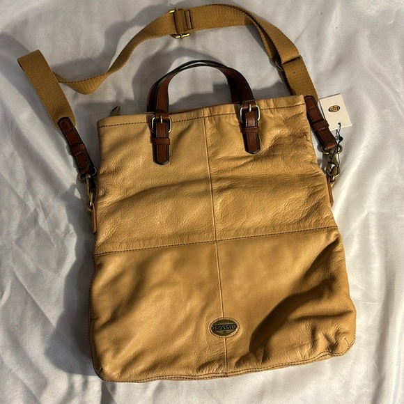 Fossil Leather Messenger Tote Crossbody NWT - Picture 5 of 15